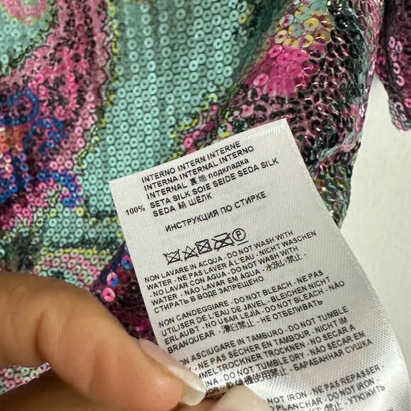 Etro 100% Silk Paisley Sequin T-shirt Size 42/S - Picture 2 of 7